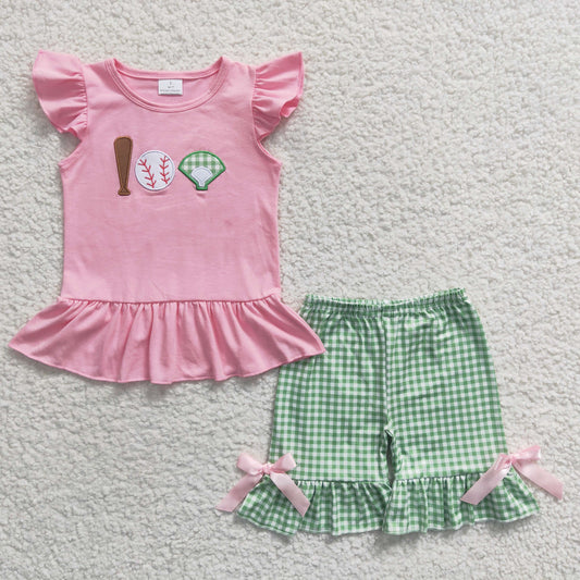 Embroidered Baseball Girls Summer Set