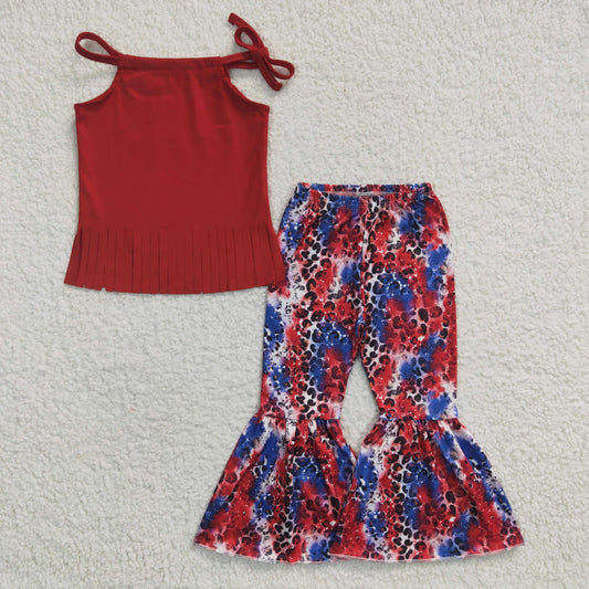 Red Leopard Girls Pant Set