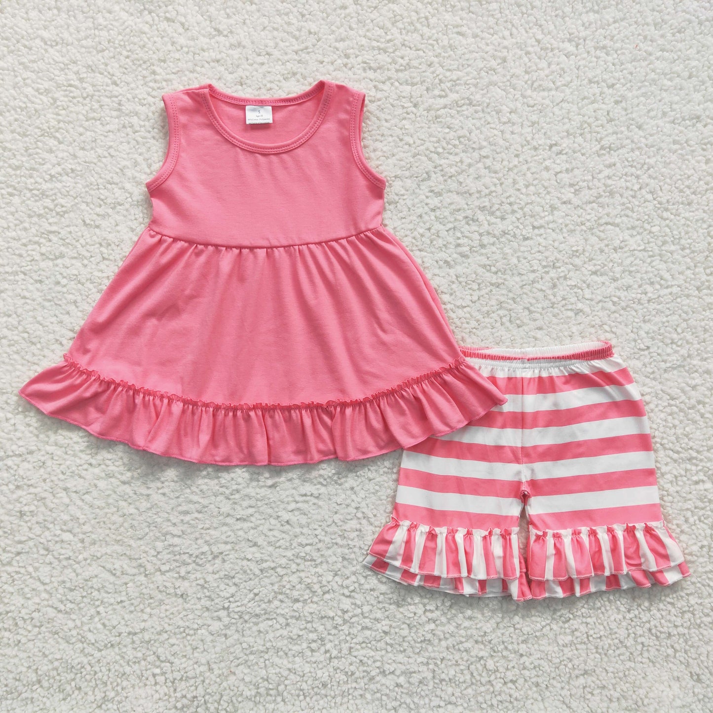 Light Pink Stripe Girl's Summer Set