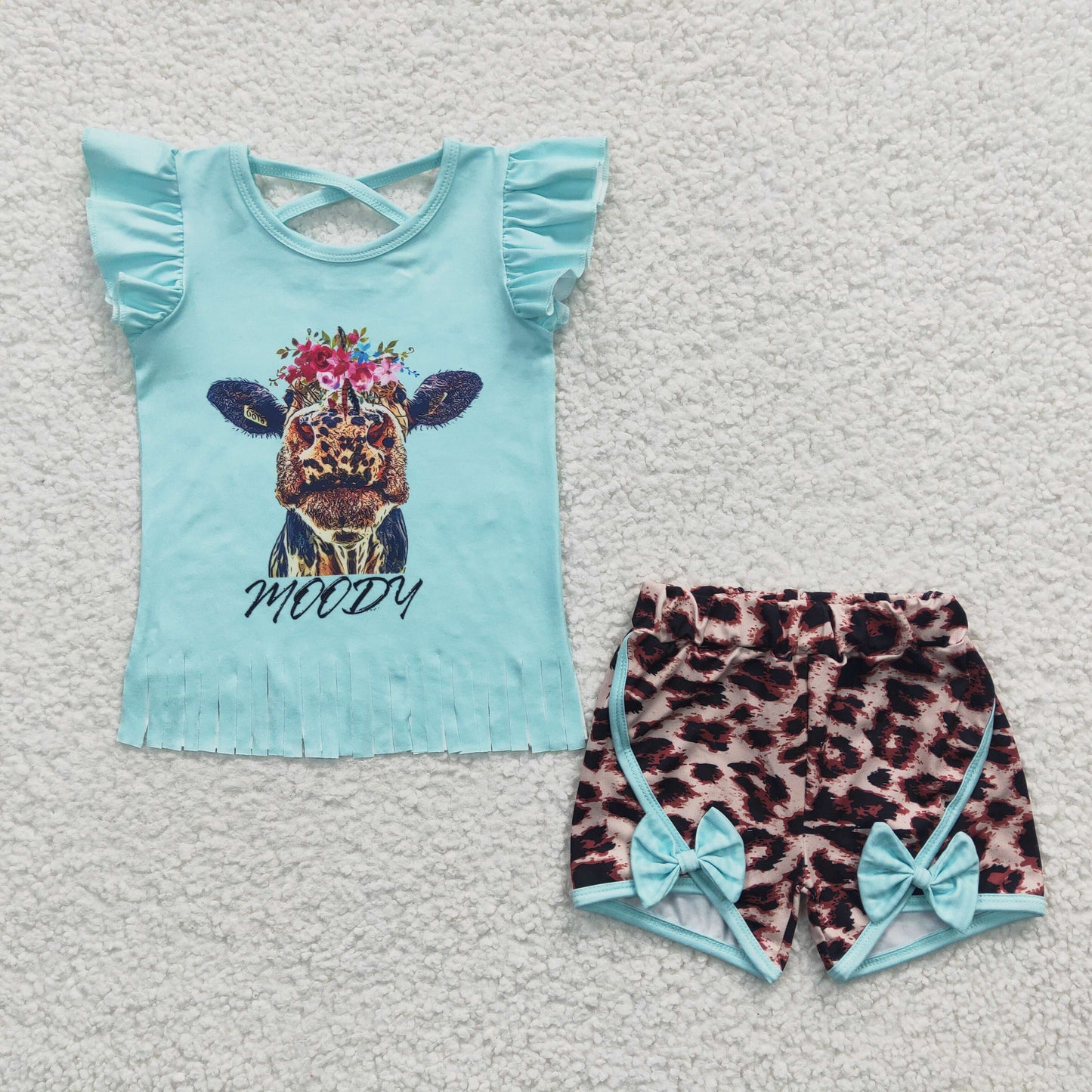 Blue Leopard Girls Summer Set