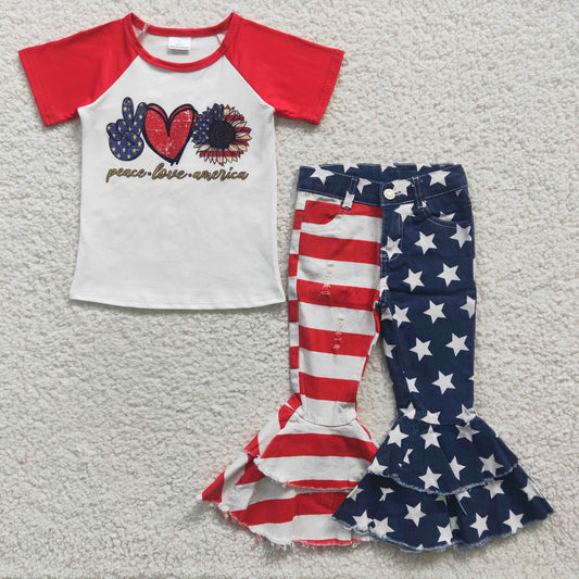 Red July Of 4th Baby shirt Jeans Set