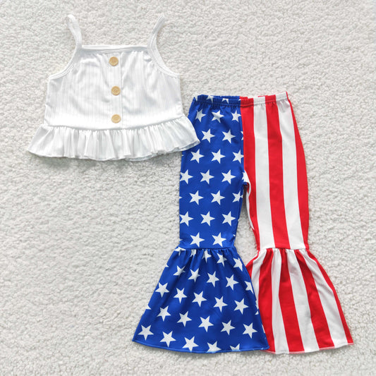 July Of 4th Star Top Ribbed Material Girls Pant Set