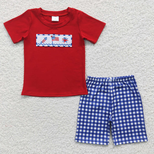 July Of 4th Embroidered Boy Suit Summer Set