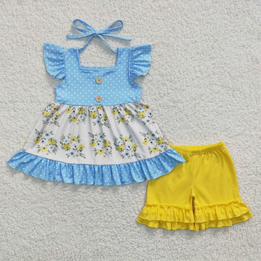 Blue Flower Summer Girls Set