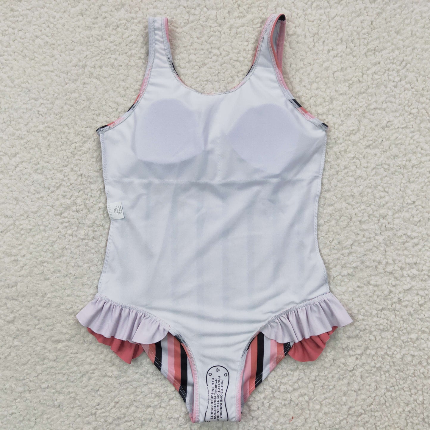 Black Pink Stripe Girls Summer Swimsuit