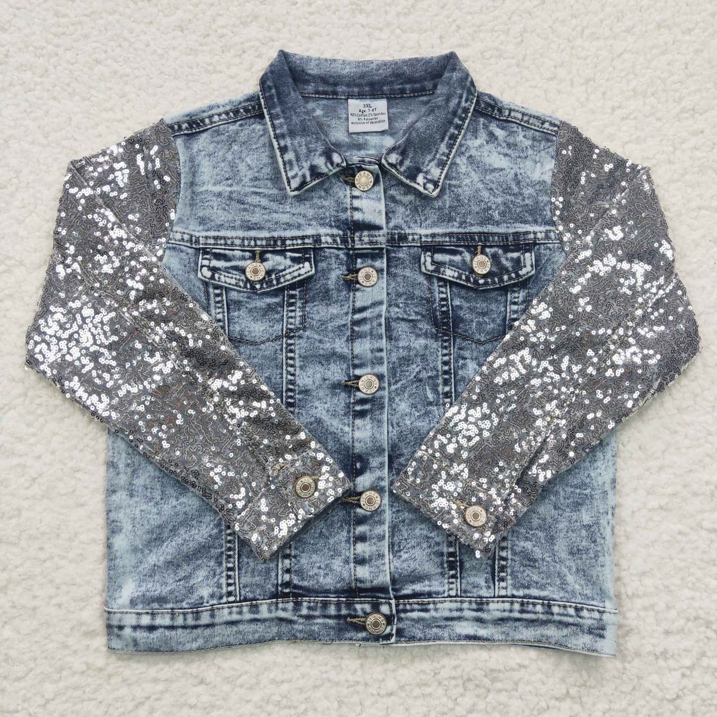 Sequins blue denim jacket