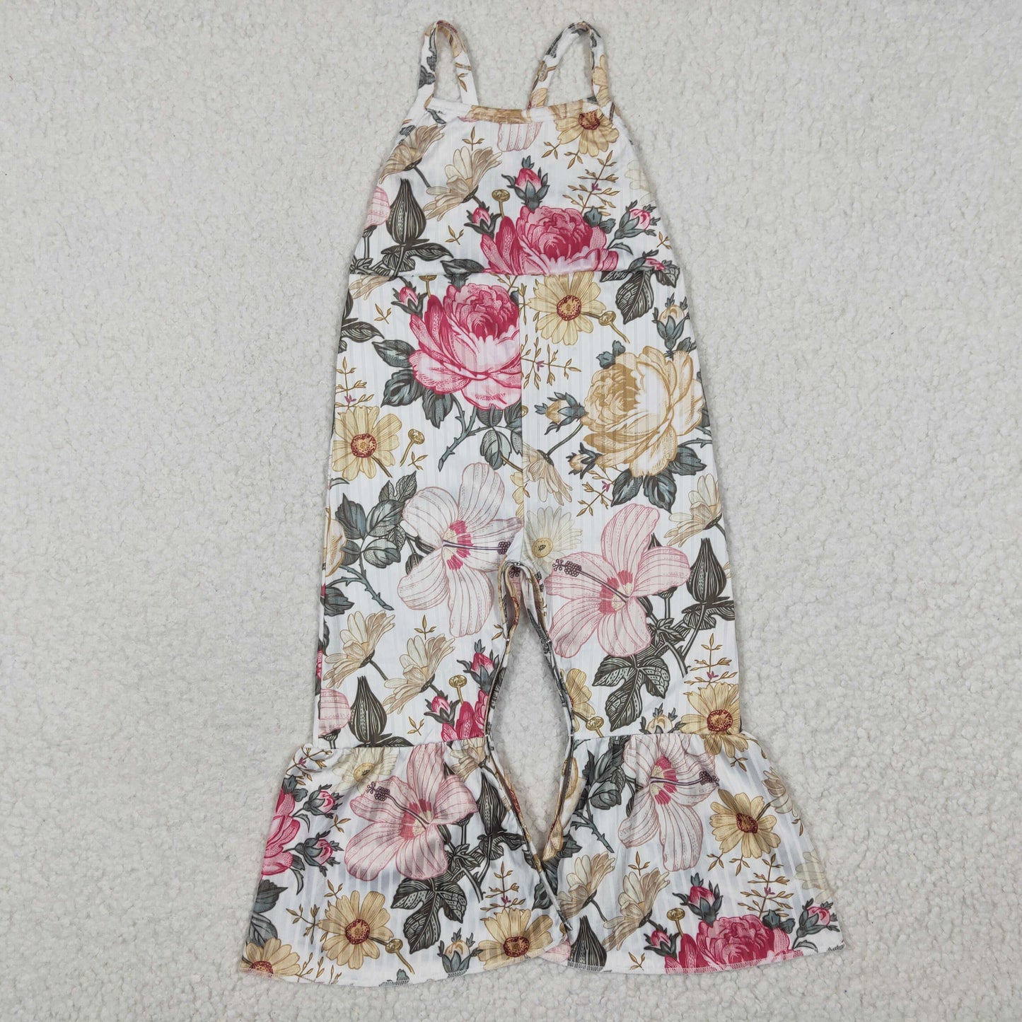 Rubbed material Flowers Jumpsuit