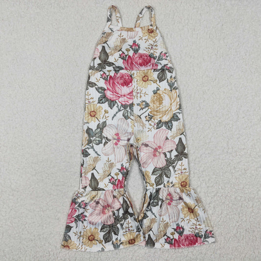 Rubbed material Flowers Jumpsuit