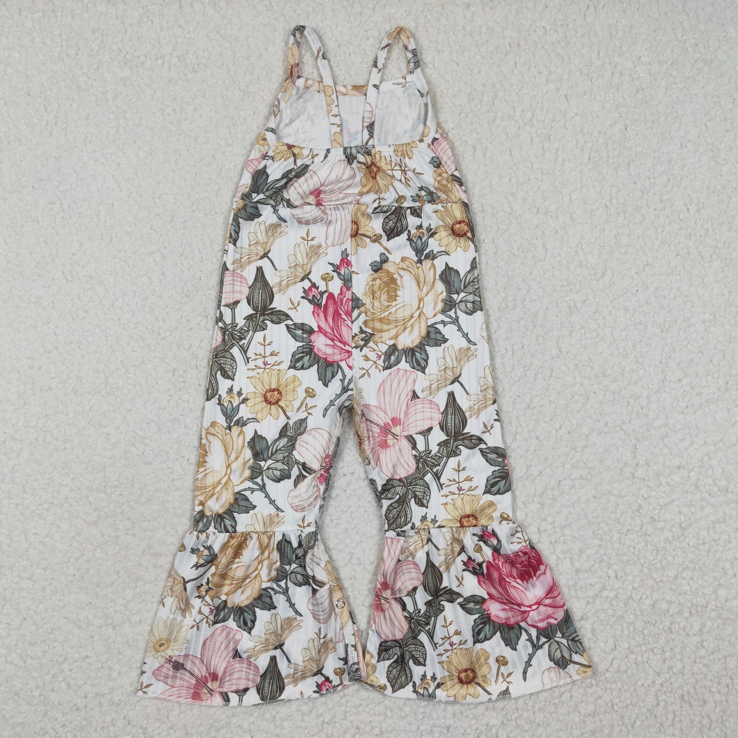 Rubbed material Flowers Jumpsuit