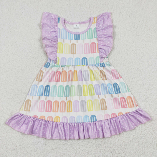 Purple Ice Cream Ruffle Girls Dress