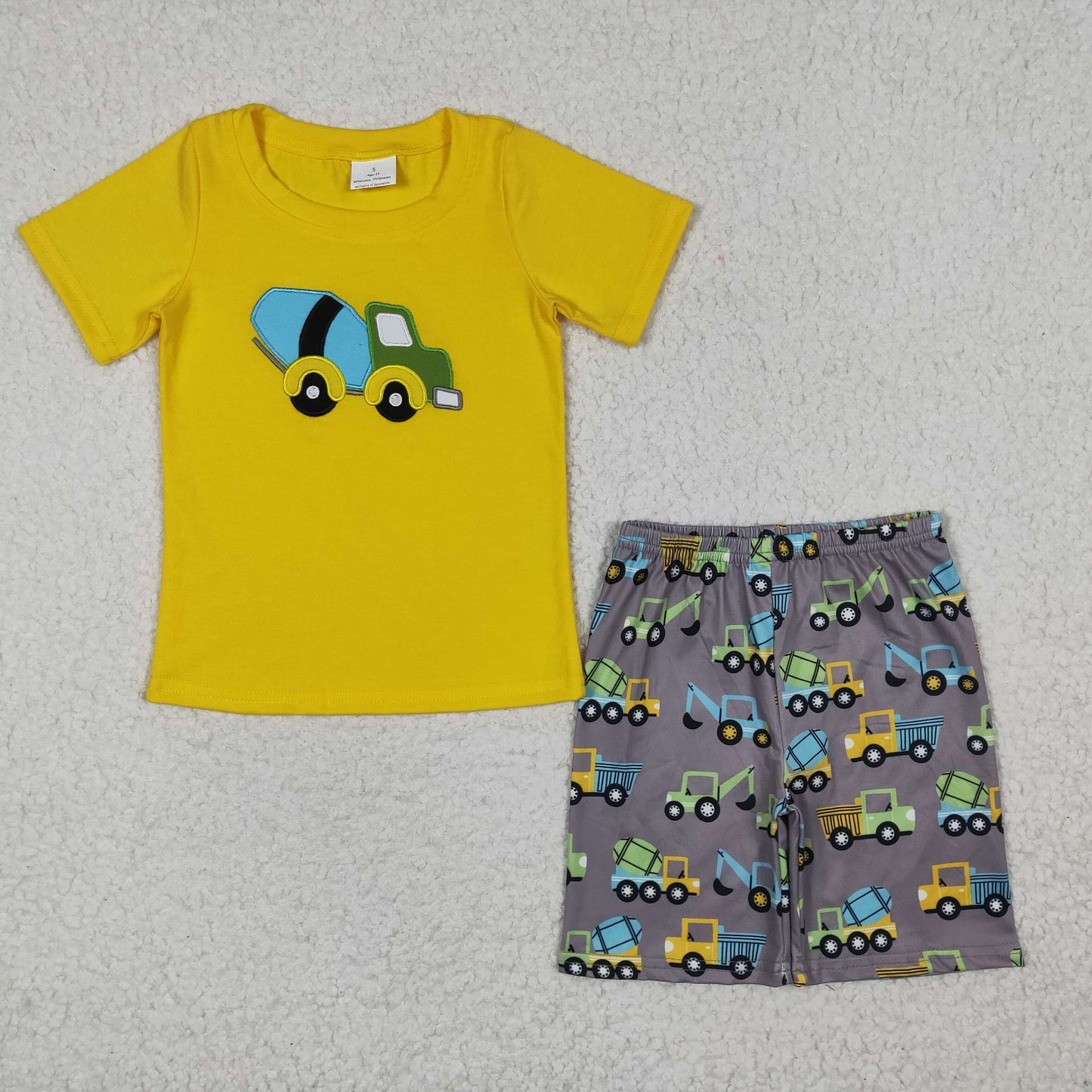 Yellow embroidery Truck Boy Summer Set