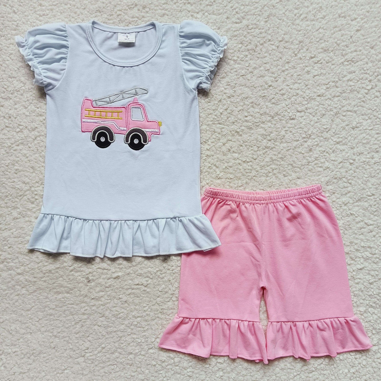 Pink Embroidered Car Girls Set