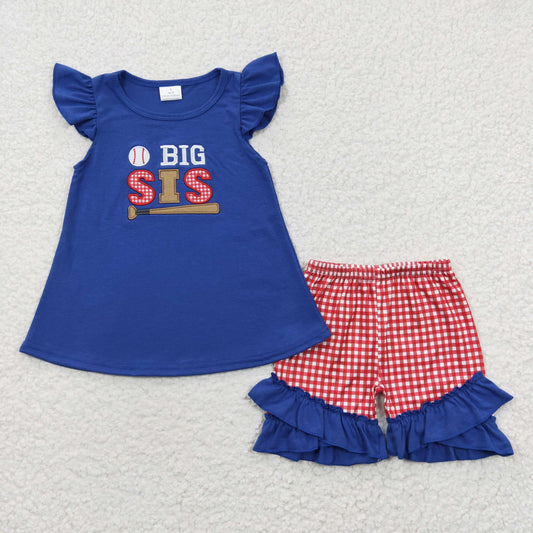 Blue Embroidered Baseball Girls Suit