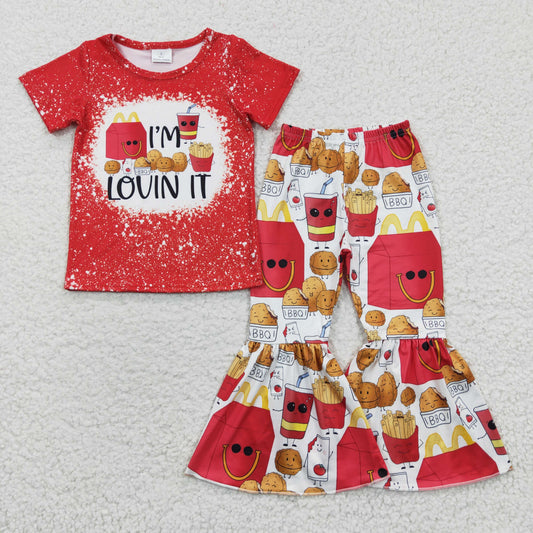 Red I'm Fries Bell Pants Summer Set