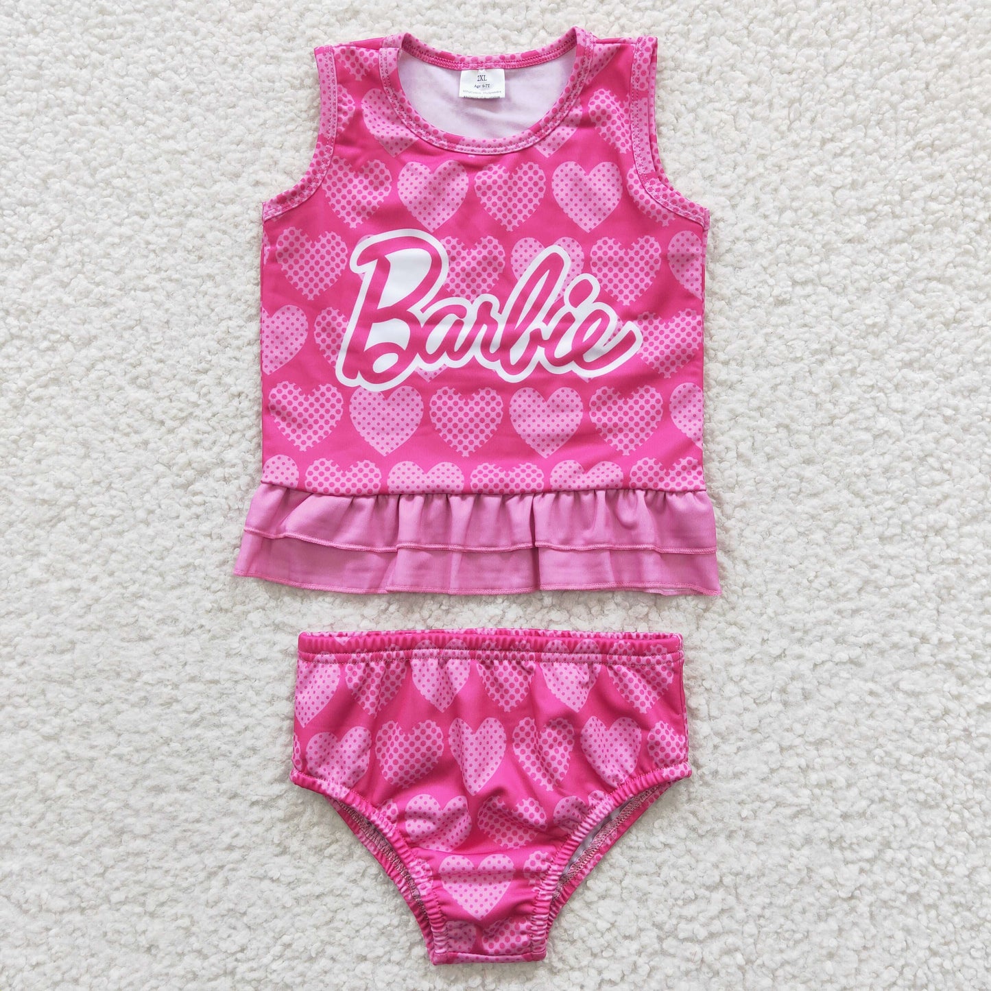 Pink 2 pc Girls Summer Swimsuit