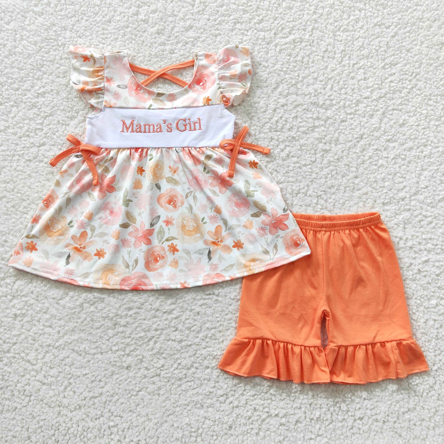 Orange Flowers Embroidery MAMA‘S Girls