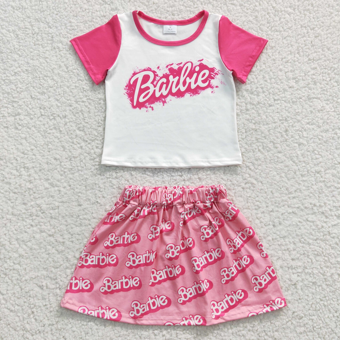 Pink Cartoon +Skirt Girls Summer Set