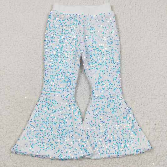 White Sequined Bell Pants