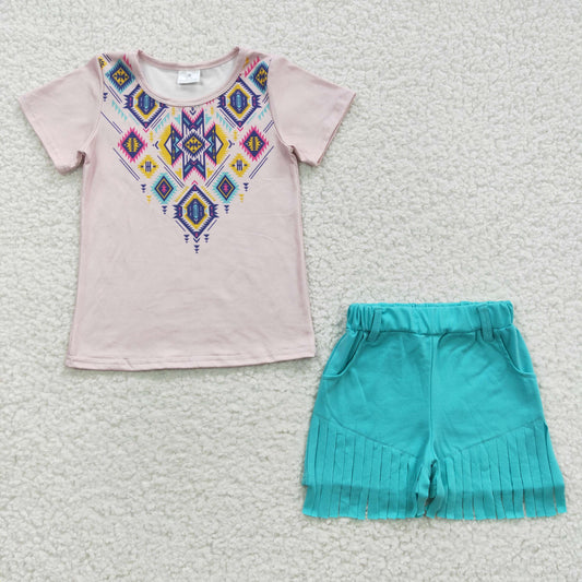 Pink With Tassels Summer Girls Set