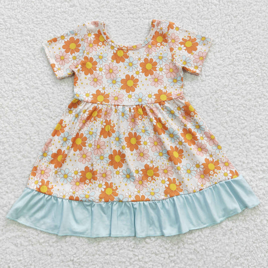 Flowers Short Girls Dress