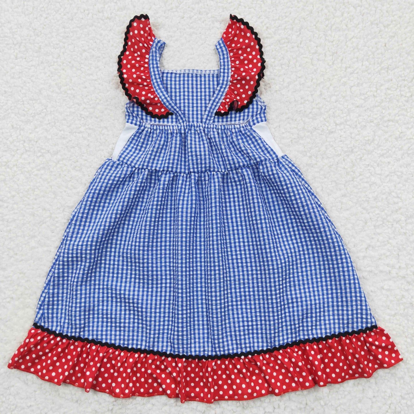 Blue Embroidery July Of 4th Girls Dress