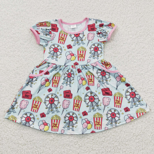 Pink Balloon With Pocket Short Girls Dress