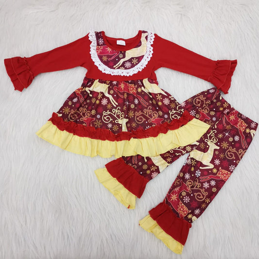 Red and deer Christmas  girls  set