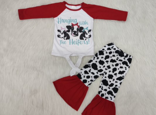 fall outfits Boutique cow girls set