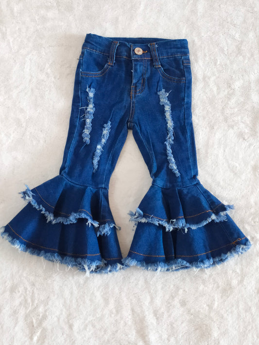 blue jeans Distressed Flare Pants