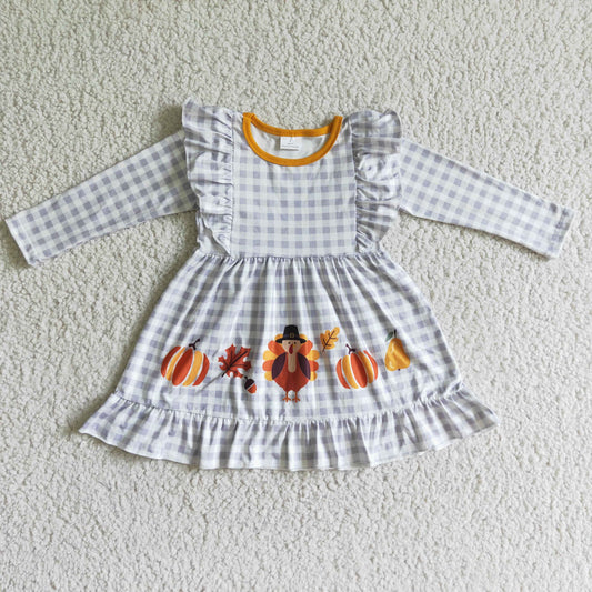 Thanksgiving Plaid Turkey Girls Dress