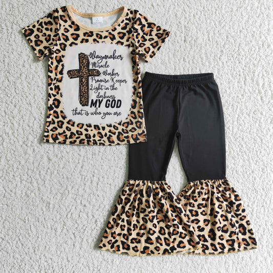 Leopard Print Cross Girls Set