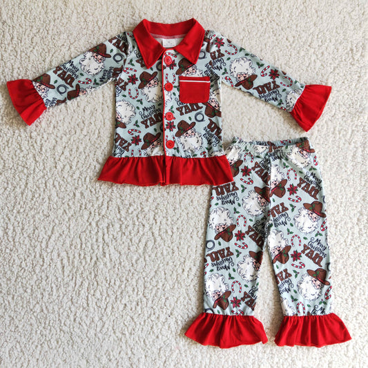 Christmas Button Girls Pajamas