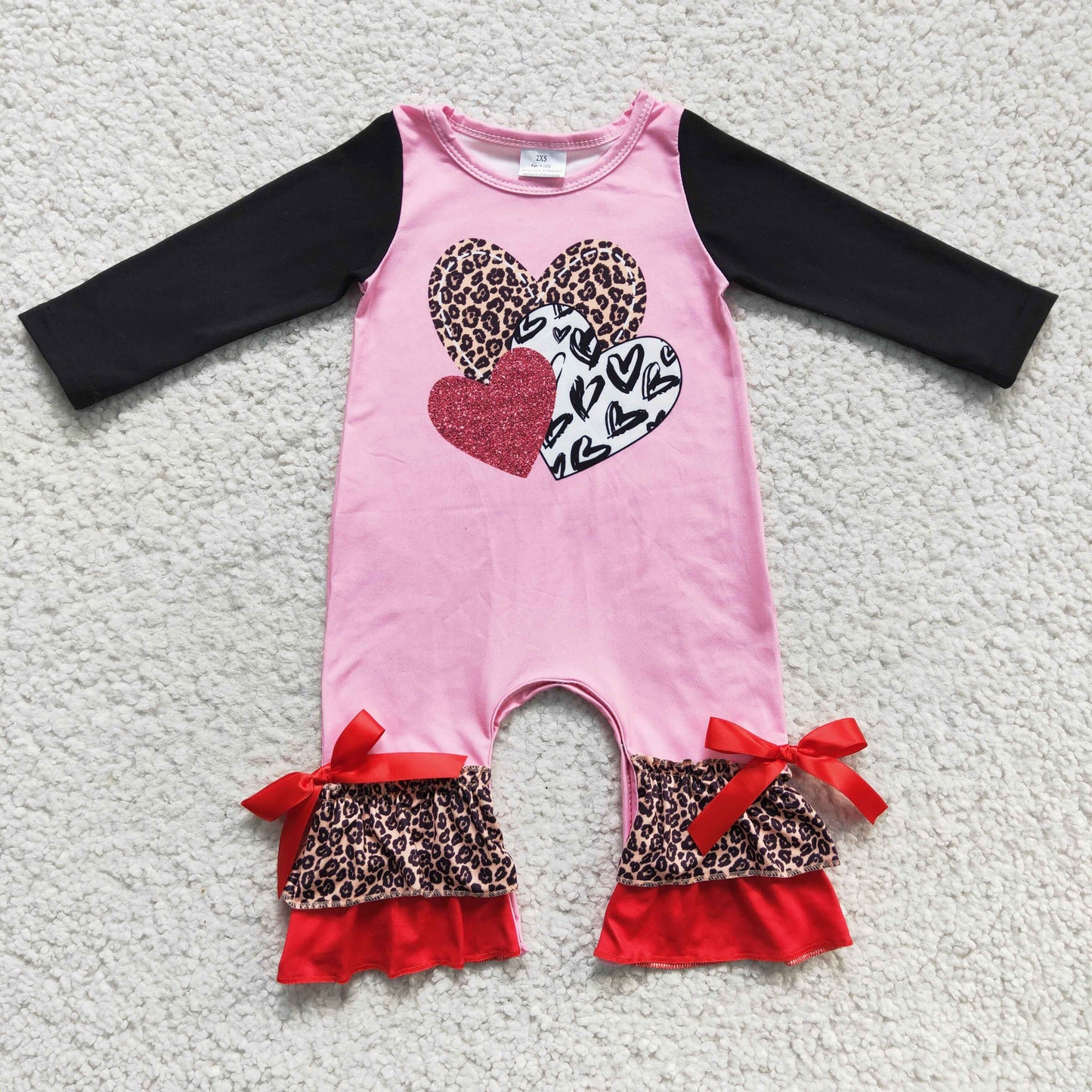 Valentine's Day Pink Baby long Romper