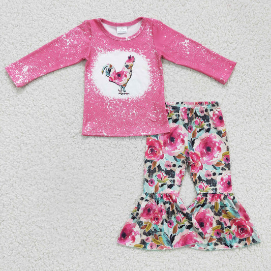 Chickens Red Flowers Girl Outfits