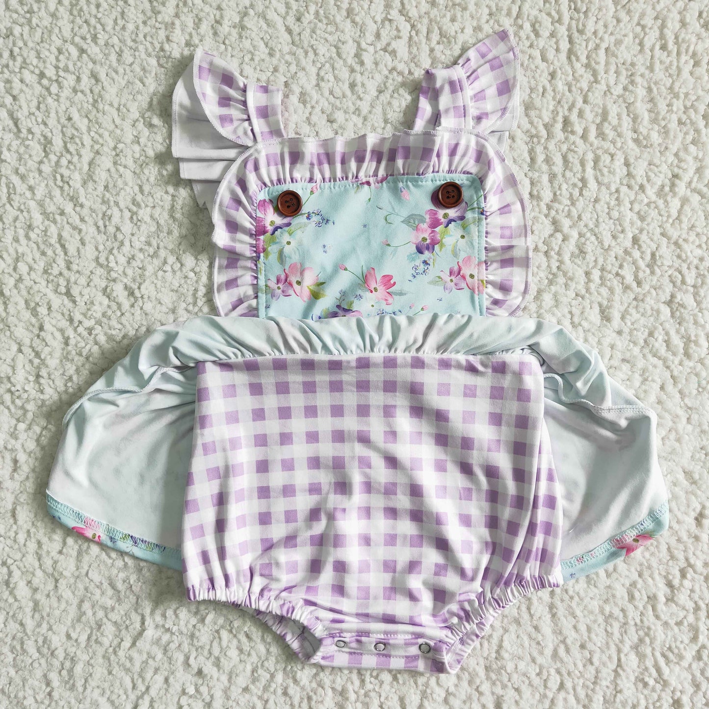 Purple FLower girls romper