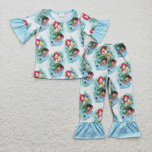 Blue Cartoon Girls Pajamas