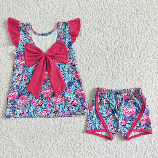 Purple With Bow Short Girls Summer Set