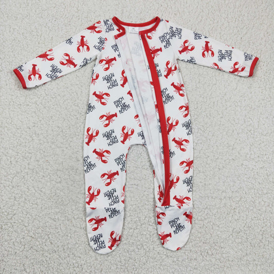 Red Lobster Baby Romper With zipper