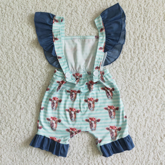 Green Cow baby girls romper