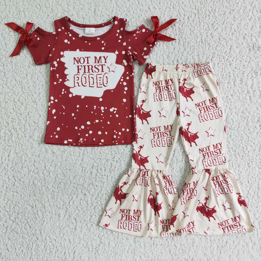 Red NOT MY FIRST RODEO Girls Outfits