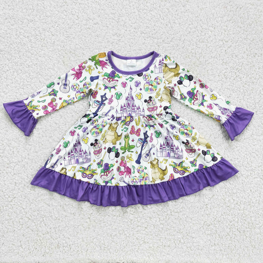 Mardi Purple Cartoon Girls Dress