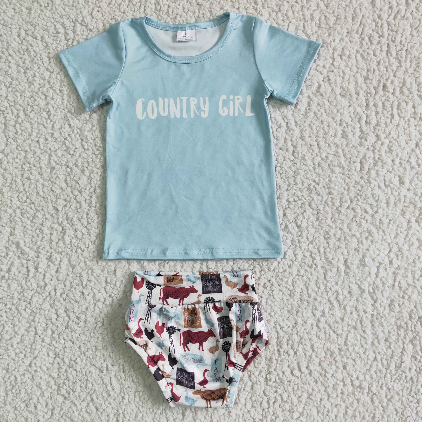 Blue COUNTRY Girl set Bummies