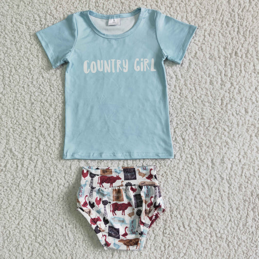 Blue COUNTRY Girl set Bummies