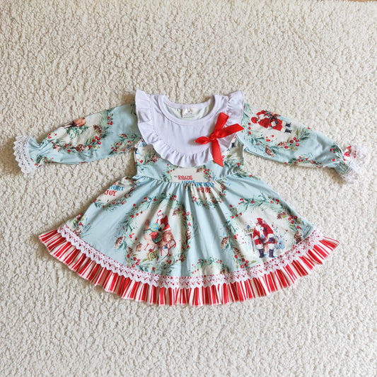 Christmas Satan With Bow Cotton Girls Dress