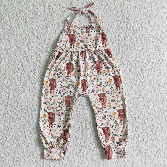 Flowers Cow Girls Jumpsuit