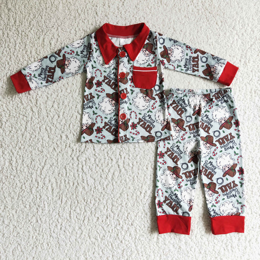 Christmas Button Boy Pajamas