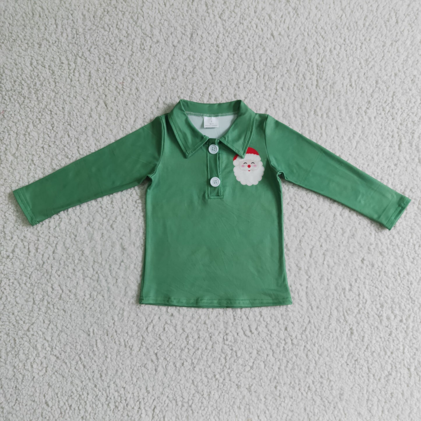 Christmas Green Santa Cartoon Boy Shirt