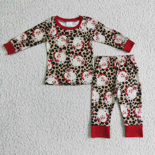 Christmas Leopard Santa Boys Pajamas