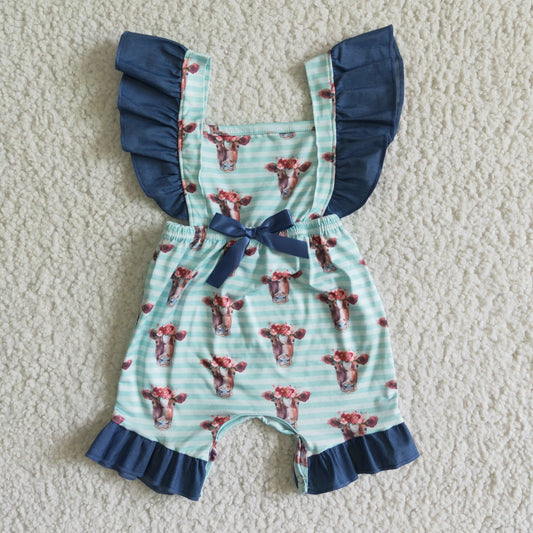 Green Cow baby girls romper