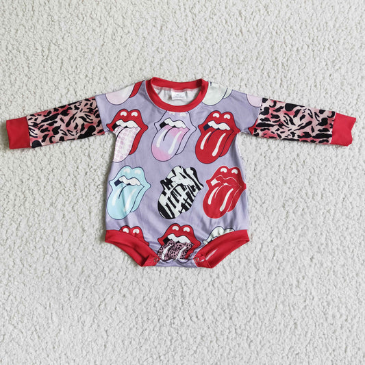 Red Leopard Cartoon long sleeves romper